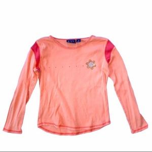 Y2K Orange Sequin Flower Long Sleeve